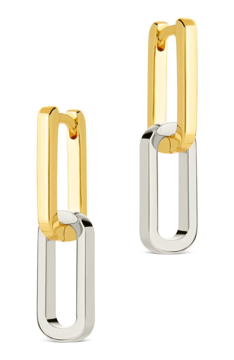 Sterling Forever Two Tone Double Link Drop Earrings, Alternate, color, Dual Tone