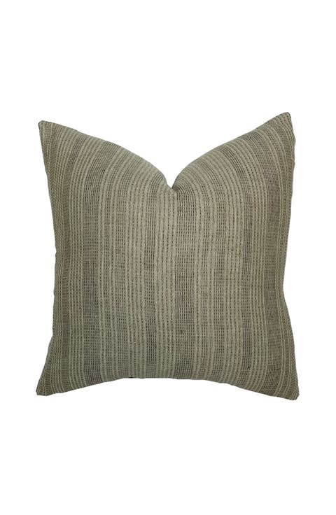 Davis Olive Woven Stripe Pillow Cover