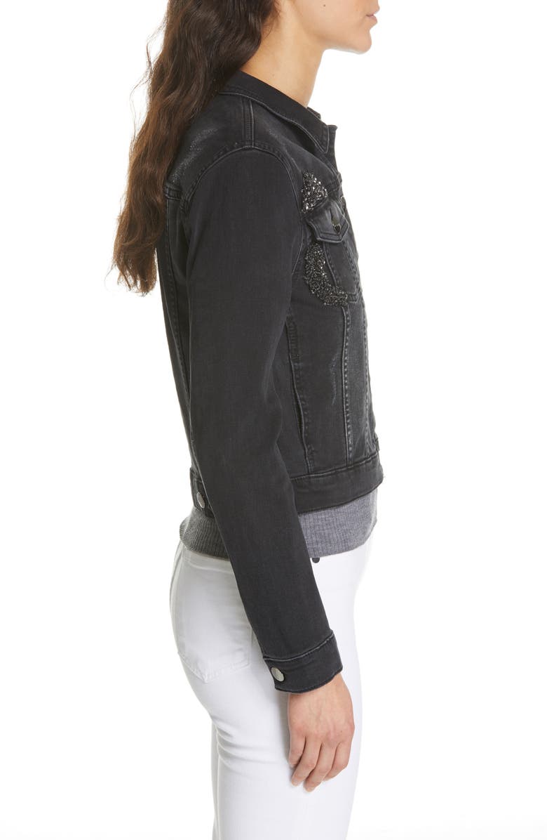 Ted Baker London Chinta Embellished Denim Jacket, Alternate, color,