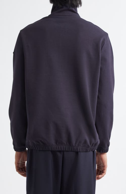 Moncler Logo-appliquéd Cotton-blend Jersey Half-zip Sweatshirt In Navy