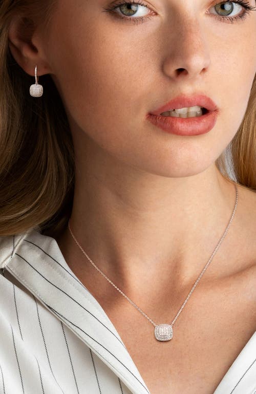 Delmar Double Halo Diamond Pendant Necklace & Drop Earrings Set In Silver
