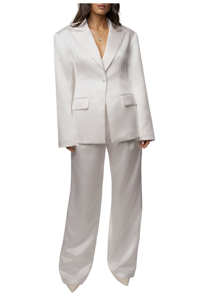 JLUXLABEL Victoria Satin Blazer, Alternate, color, White