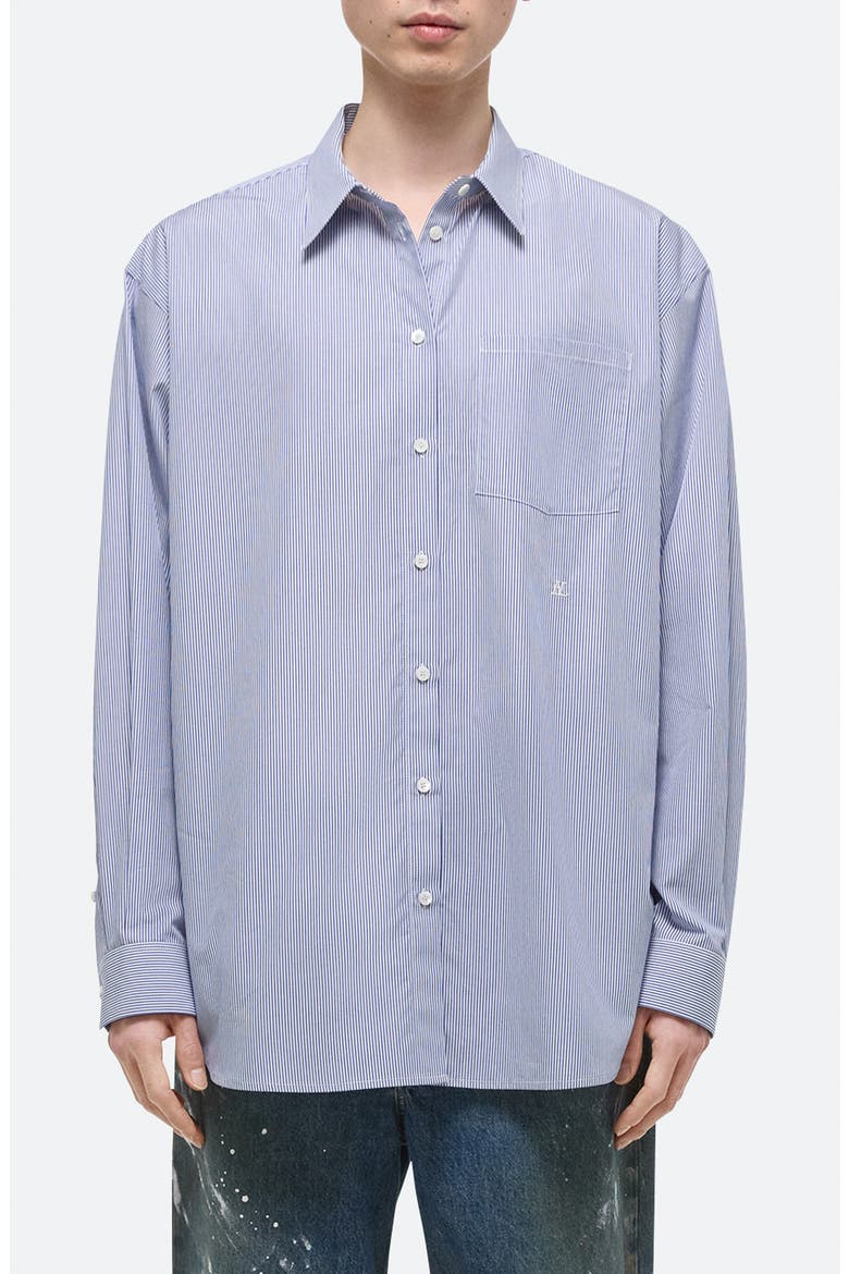 Oversize Microstripe Button-Up Shirt, Main, color, BLST