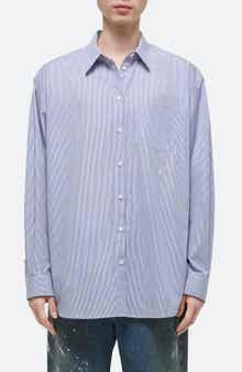Helmut Lang Oversize Microstripe Button-Up Shirt