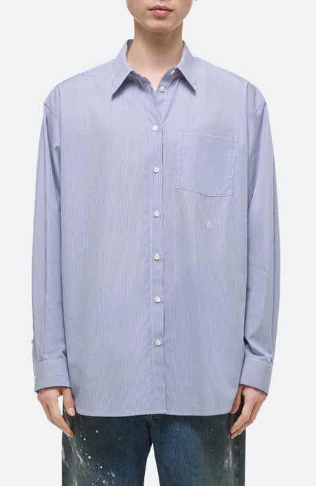 Helmut Lang Oversize Microstripe Button-Up Shirt