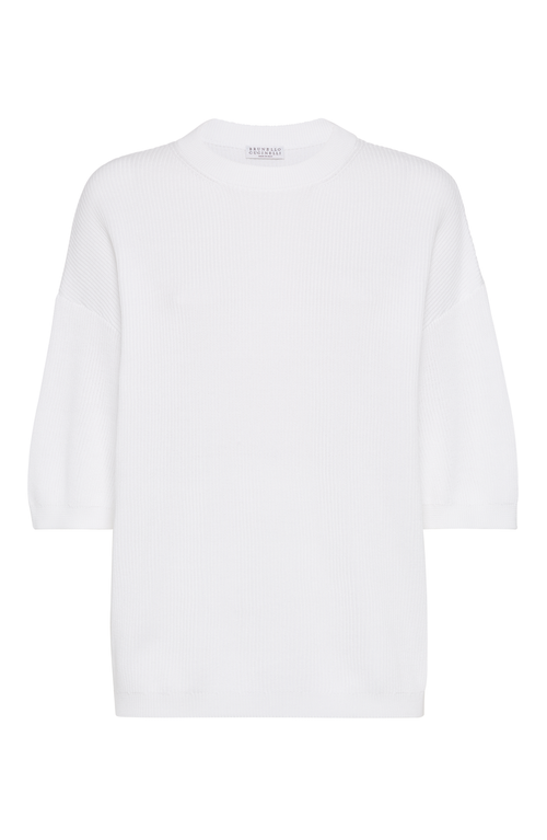 Shop Brunello Cucinelli English Rib Knit Sweater In White