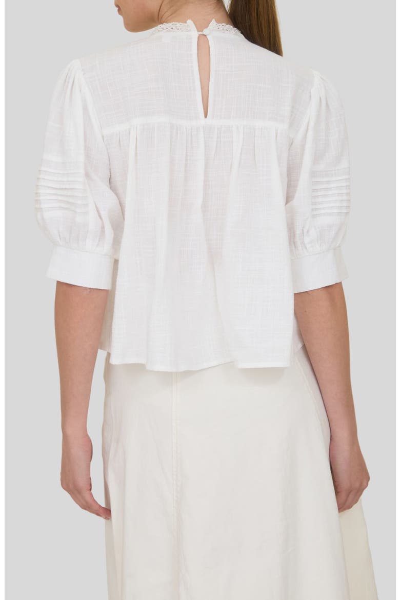 Lace Trim Puff Sleeve Top (Women) | Nordstrom