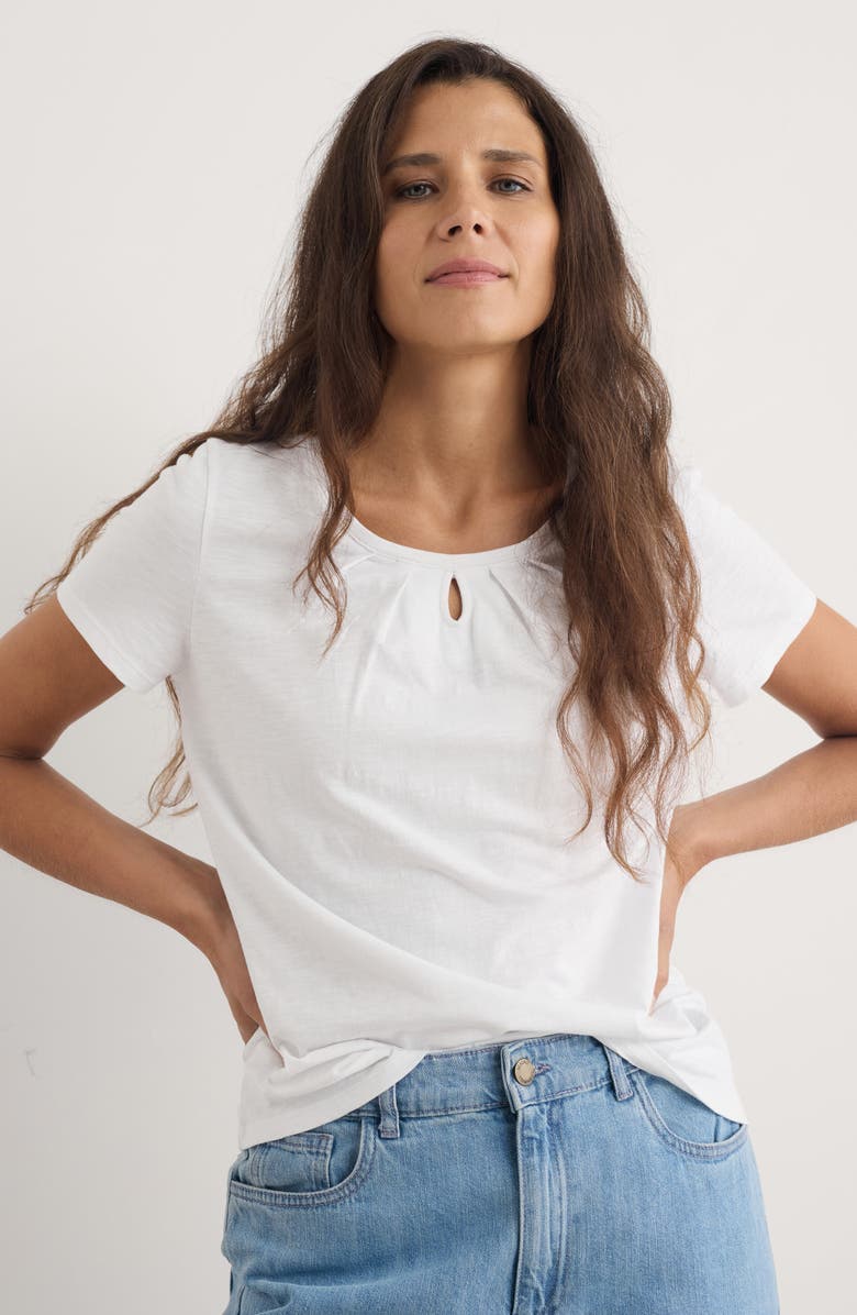 Seasalt Cornwall Appletree Keyhole Organic Cotton T-Shirt, Alternate, color, Salt