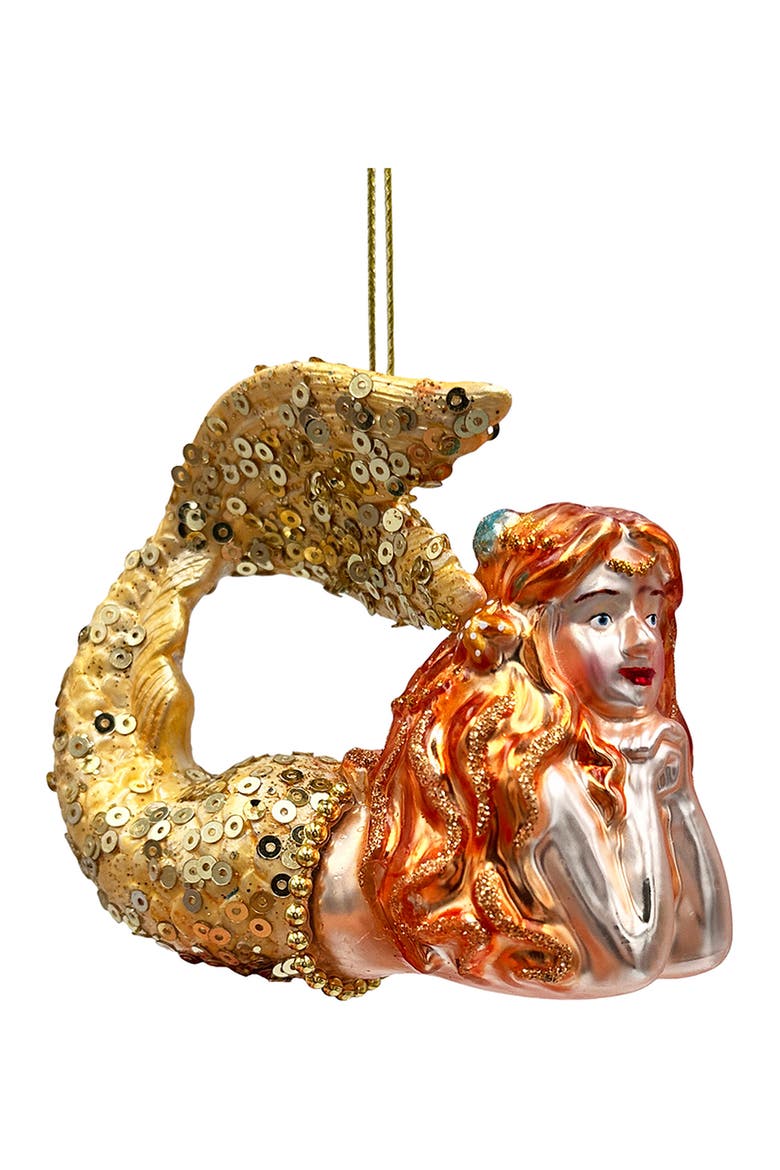 OrnamentallyYou Sequin Tail Reclining Mermaid Glass Ornament | Nordstrom