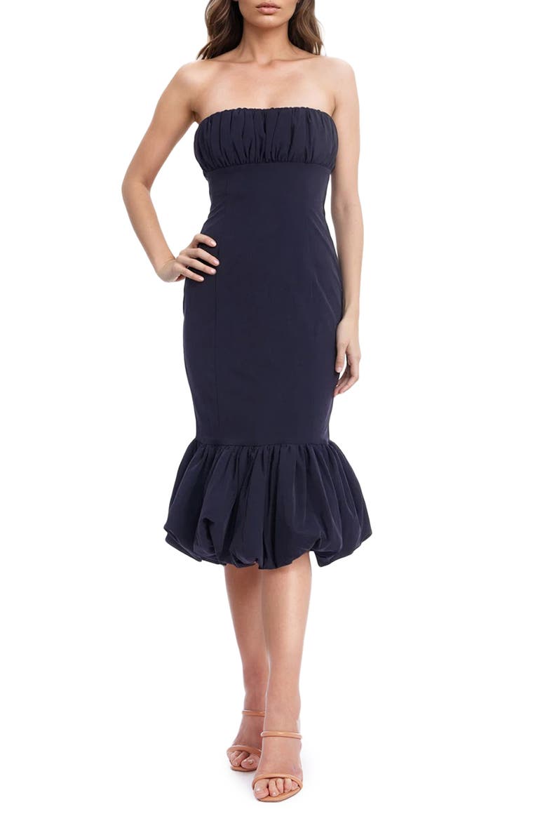 Strapless Bubble Hem Cocktail Dress, Main, color, MIDNIGHT