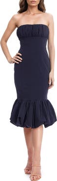 Jewel Badgley Mischka Strapless Bubble Hem Cocktail Dress