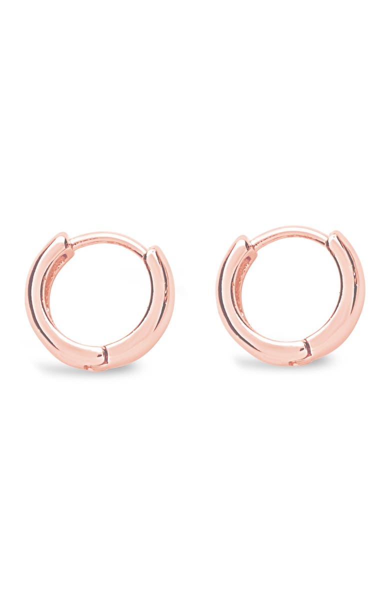 Sterling Forever 14K Rose Gold Vermeil 11mm Micro Huggie Hoop Earrings, Alternate, color,