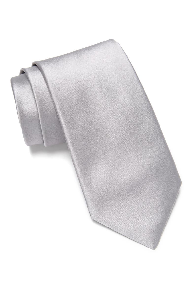 Solid Silk Tie, Main, color, WHITE