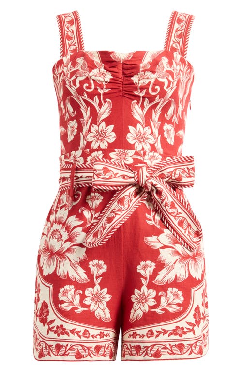 Farm Rio Guanacaste Gathering Print Romper In Red