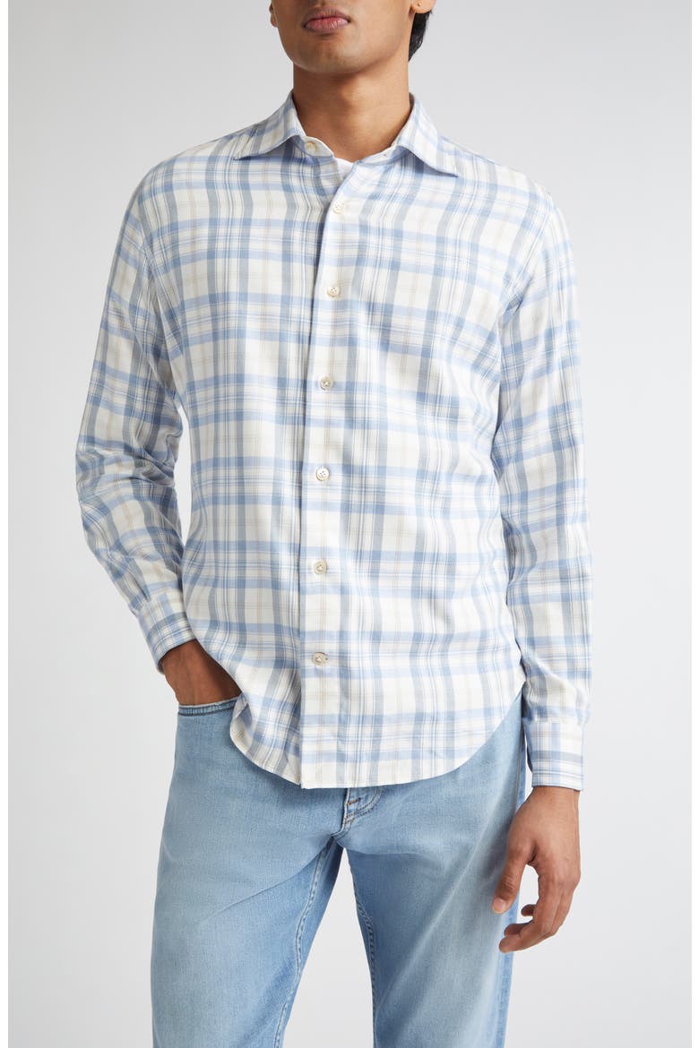 Plaid Button-Up Shirt, Main, color, 08 ZUCCHERO