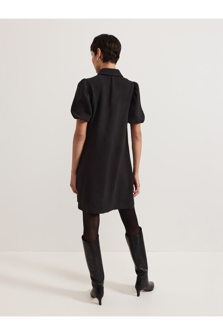 Candice Scallop Detail Shirt Dress, Alternate, color, Black