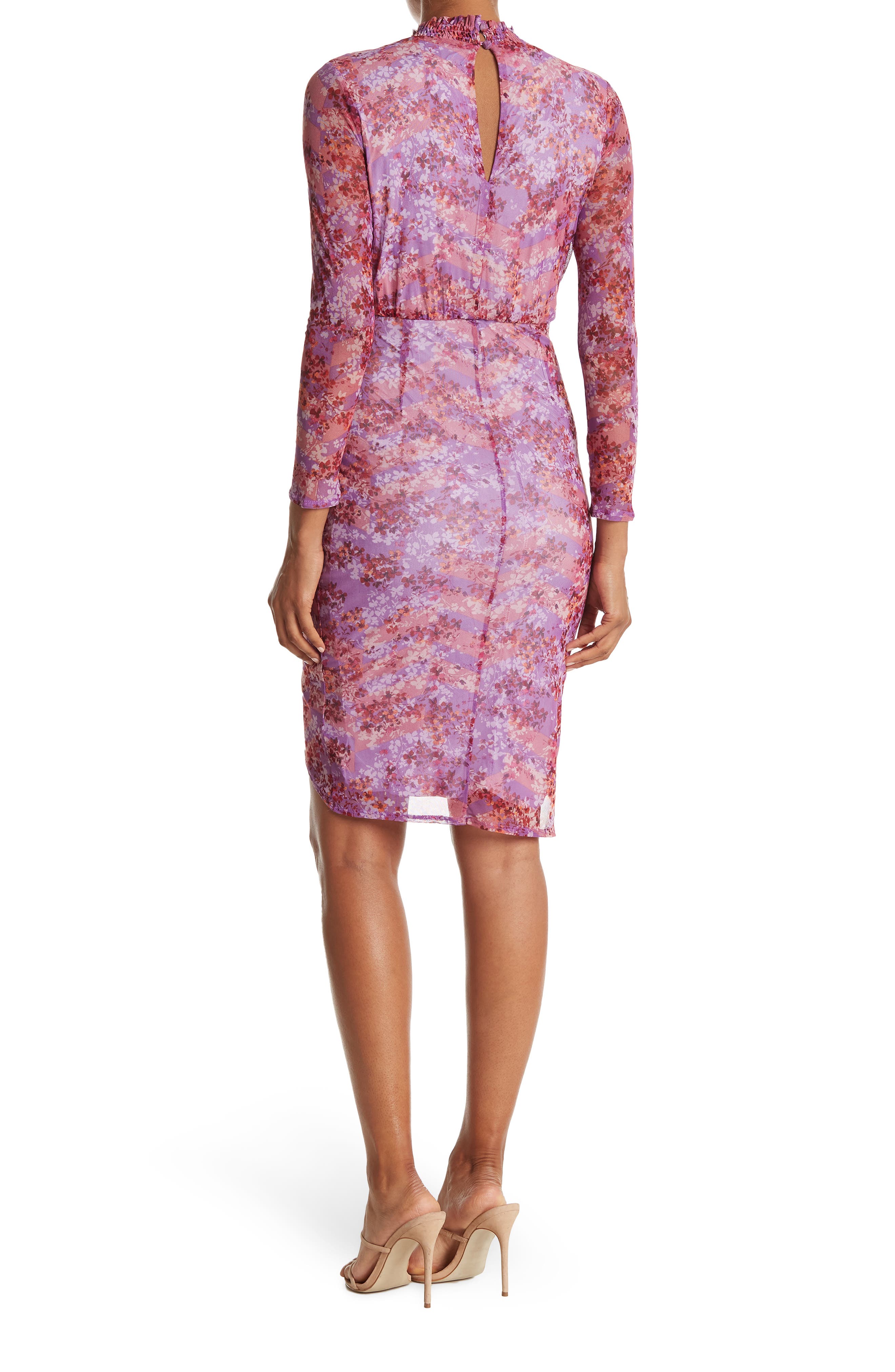 Laundry by Shelli Segal Floral Mock Neck Long Sleeve Faux Wrap Midi ...