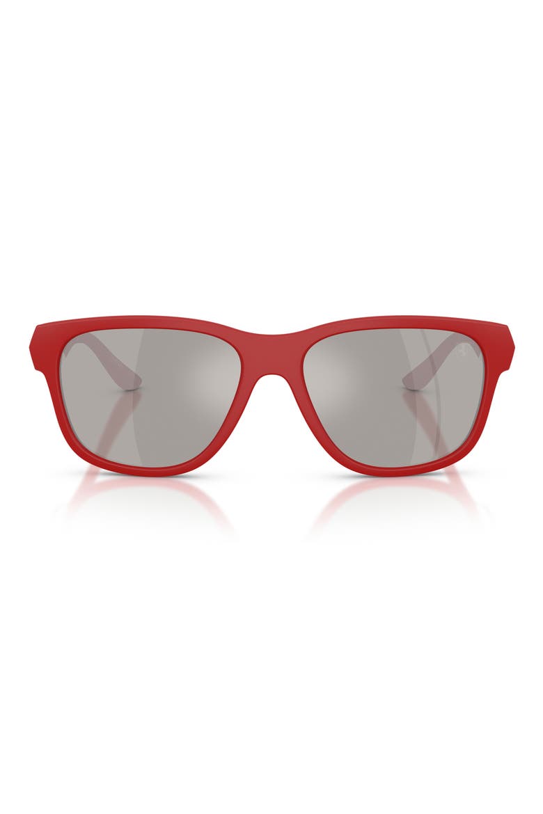 57mm Pillow Sunglasses, Main, color, RED MATTE / GREY MIRROR