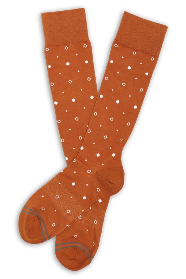Mixed Dot Dress Socks, Alternate, color, CIDER ORANGE