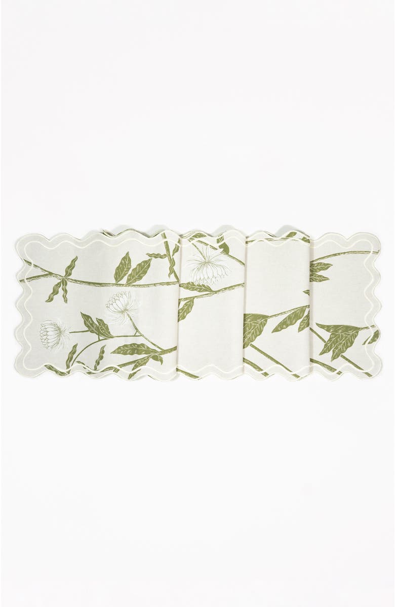 Bond & Grace Storytime Dahlias Table Linens Set, Alternate, color, Green