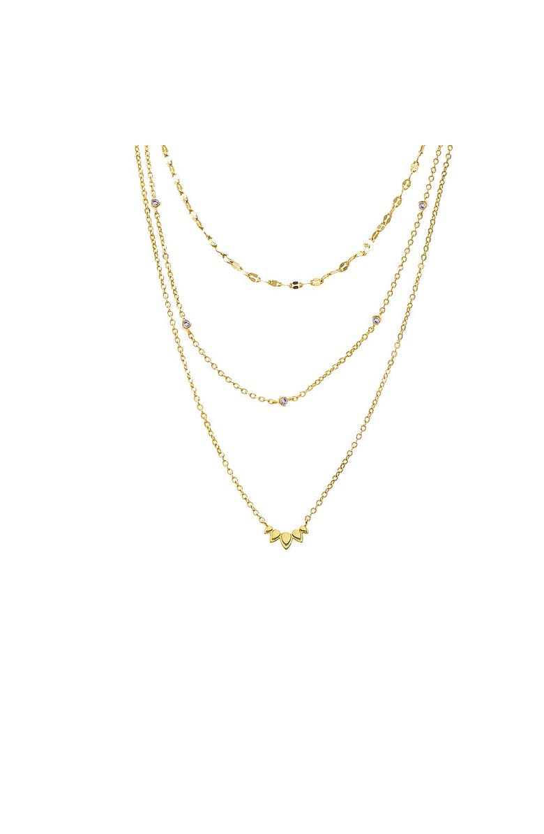 BY ADINA EDEN Three In One Dainty CZ Chain Necklace, Main, color, 