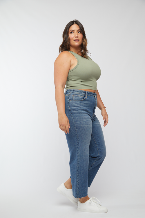 OLIVER LOGAN OLIVER LOGAN ABERDEEN HIGH RISE WIDE LEG CROP VINTAGE WORN