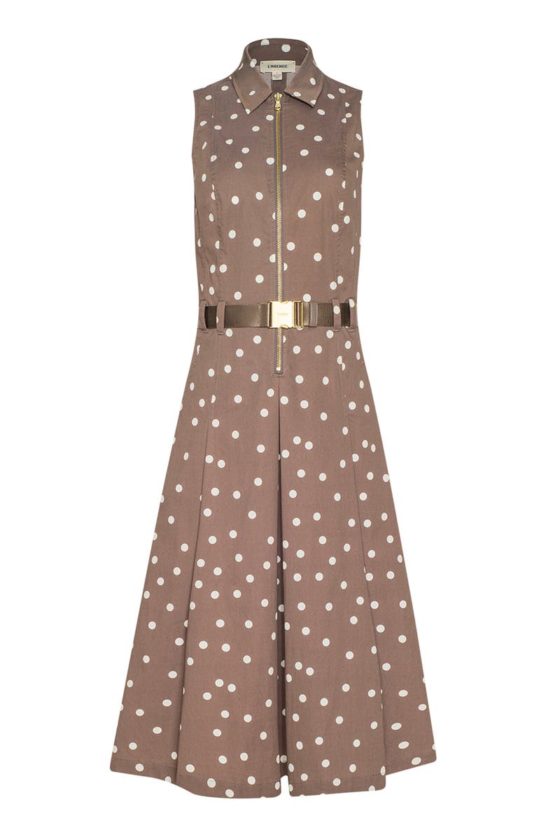 L'AGENCE Kylo Polka Dot Belted Shirtdress, Alternate, color, Cardamom/ Ecru Polka Dot