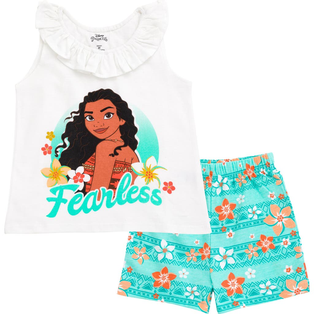 Disney Kids' Tank Top & French Terry Shorts Set In White