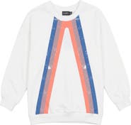 Puddles Multi Color Stripe Ribbed Trim Cotton Spandex Sweatshirt