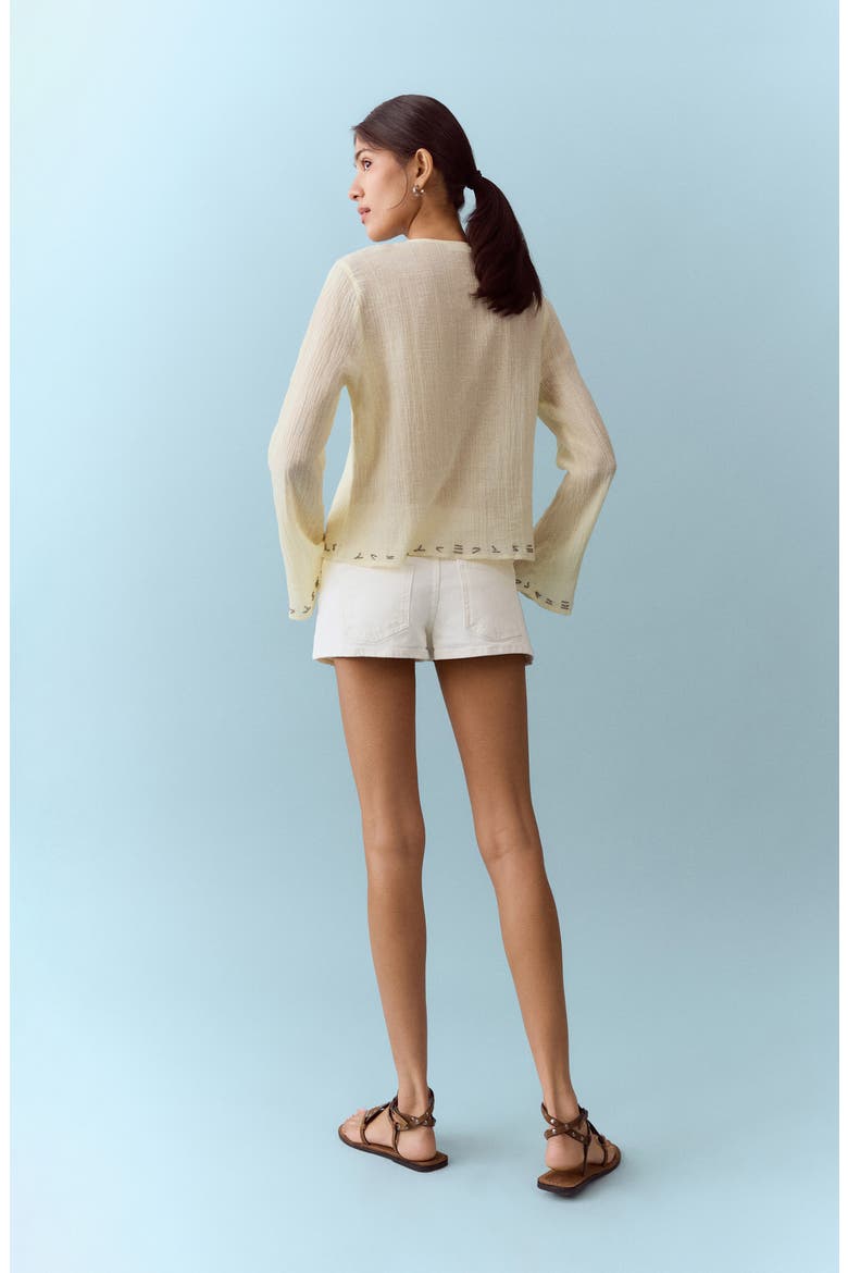 Low Rise Denim Shorts, Alternate, color, OFF WHITE