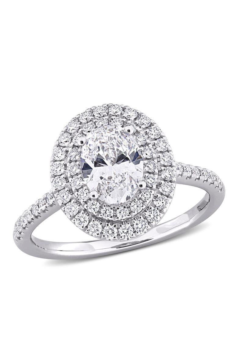 Lab-Grown Diamond Oval Double Halo Ring 14k, Main, color, White Gold