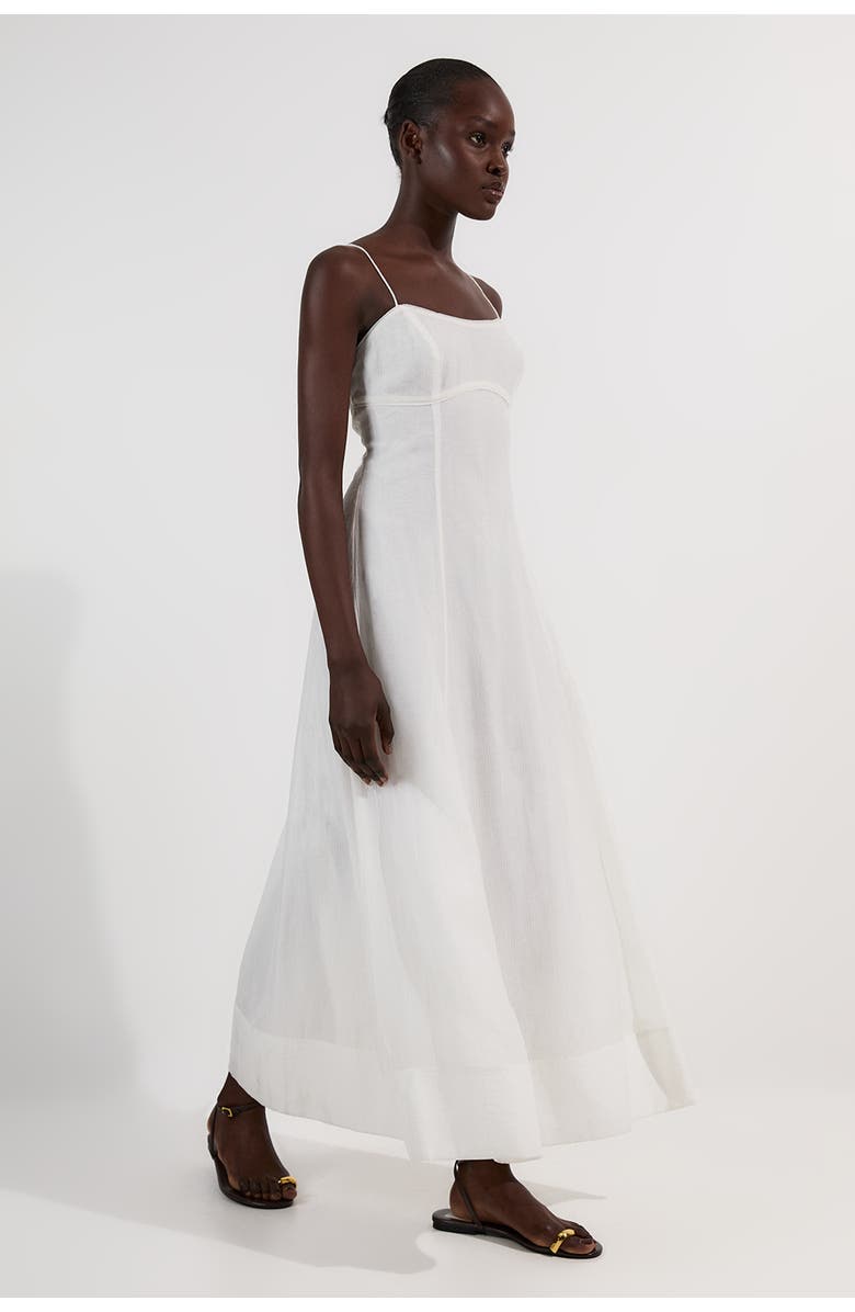 Karen Millen Strappy Woven Midi Dress, Alternate, color, Ivory