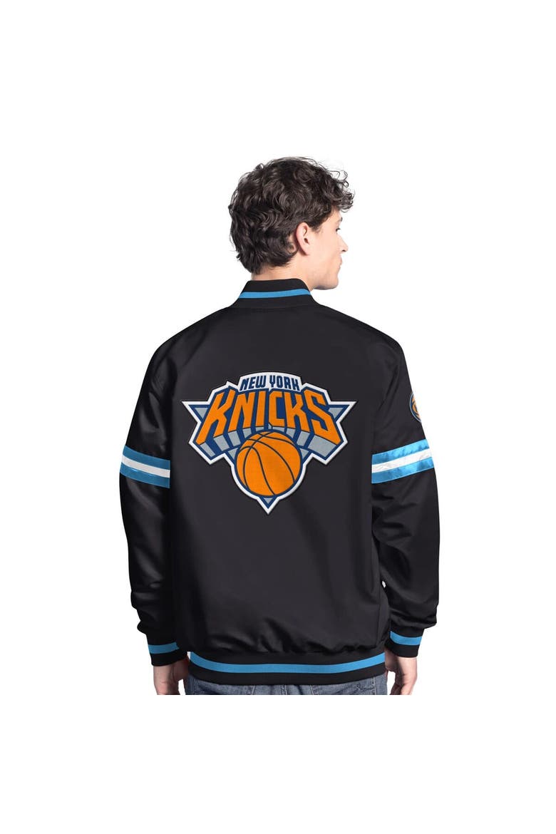 Men's Starter  Black New York Knicks Scout Varsity Full-Snap Jacket, Alternate, color, Black