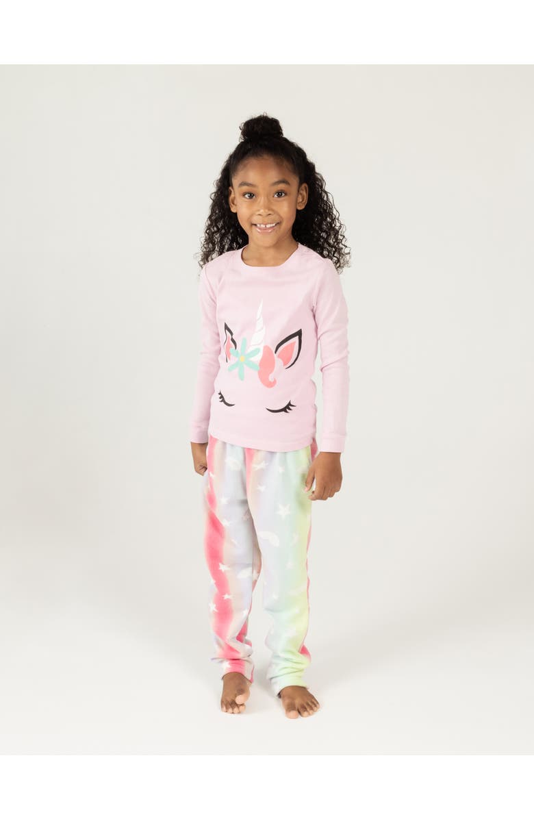 Leveret 2-pc. Cotton Top & Fleece Pants Holiday Pajama Set, Alternate, color, Stars Pink