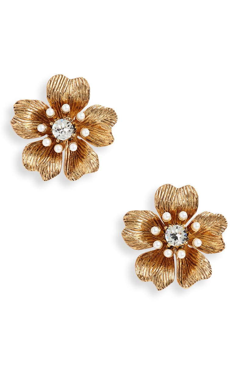 Oscar de la Renta Cherry Blossom Stud Earrings, Main, color, 