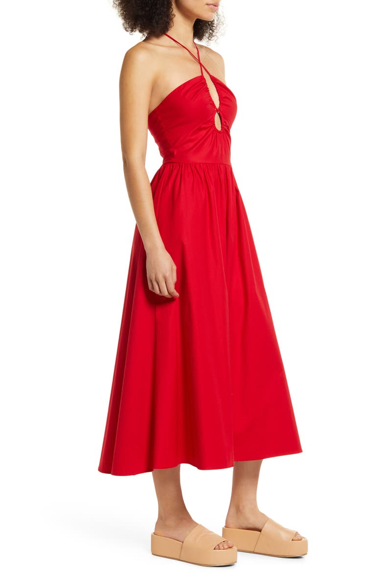 Stassie Halter Neck Dress, Alternate, color, CHERRY