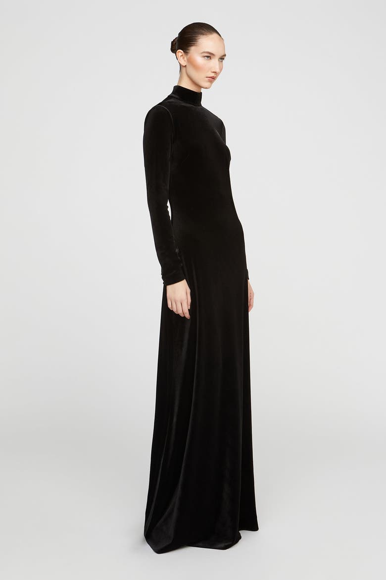Kaia Velvet Gown, Alternate, color, Black