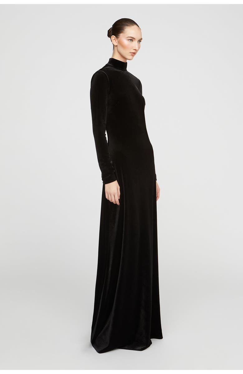 HALSTON Kaia Velvet Gown, Alternate, color, Black