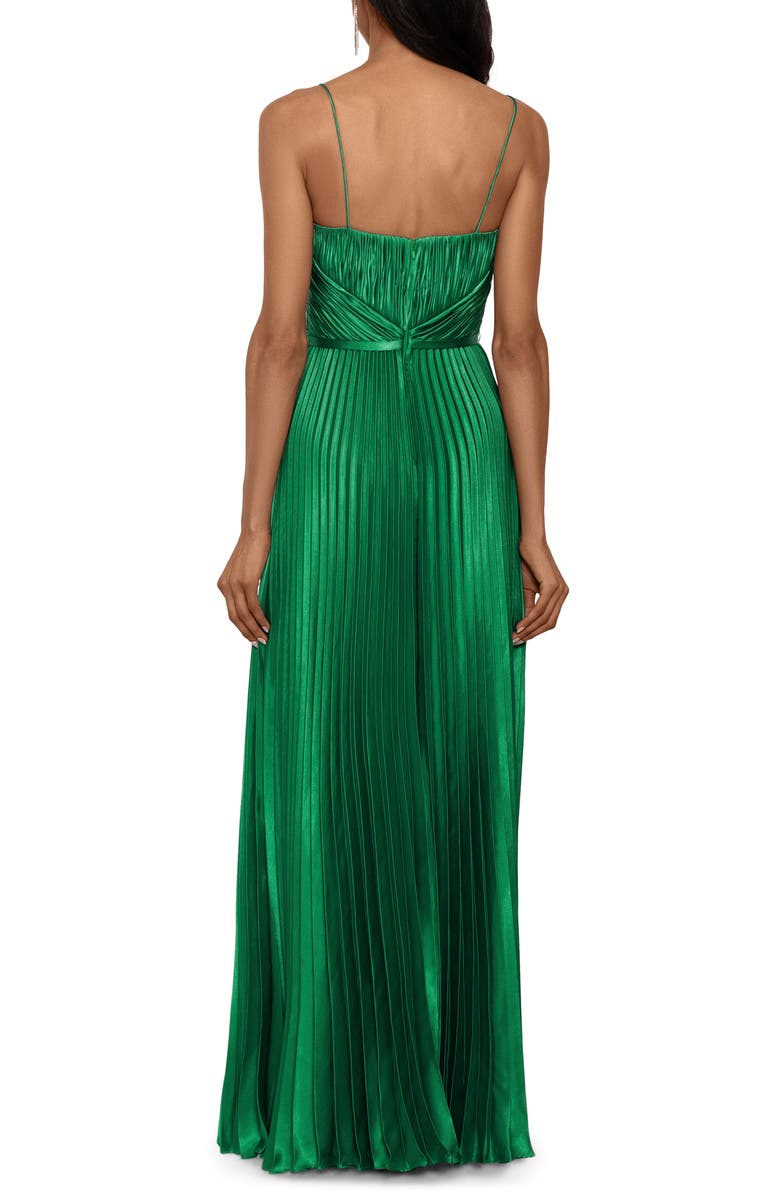 Betsy & Adam Crisscross Pleated Satin A-Line Gown, Alternate, color,