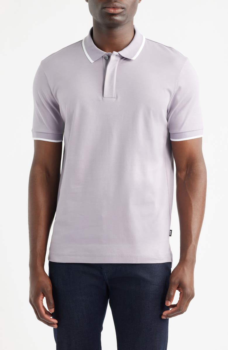 BOSS Parlay Tipped Cotton Polo, Main, color, Light/ Pastel Purple