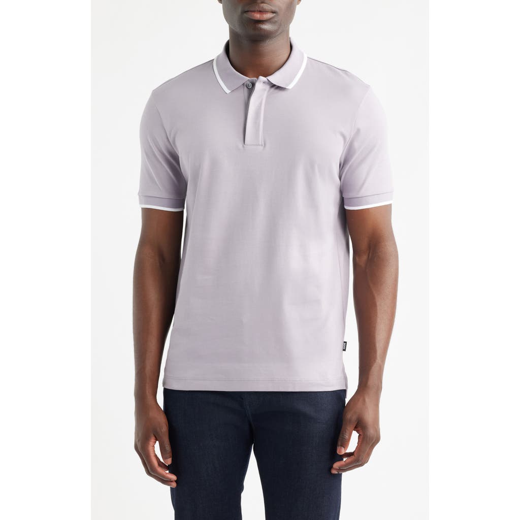 Hugo Boss Boss Parlay Tipped Cotton Polo In Purple
