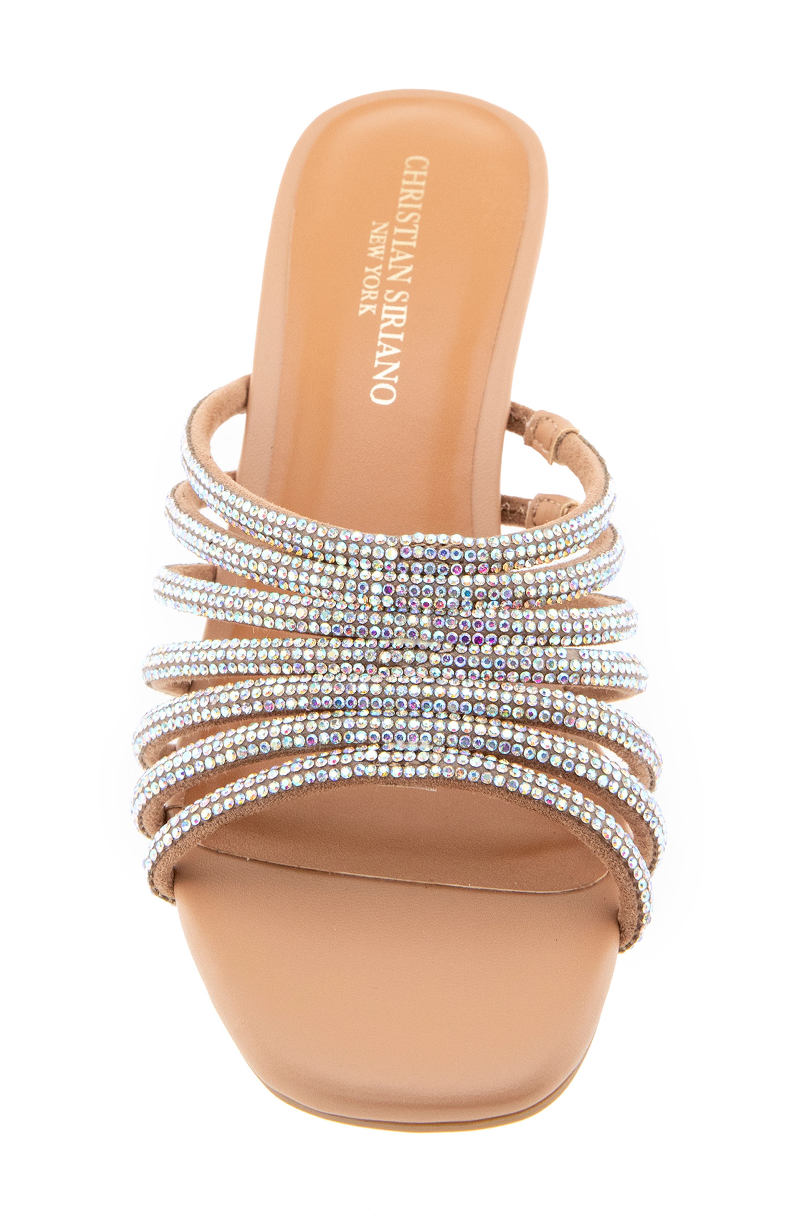 Lenix Rhinestone Wedge Slide Sandal, Alternate, color, TAN