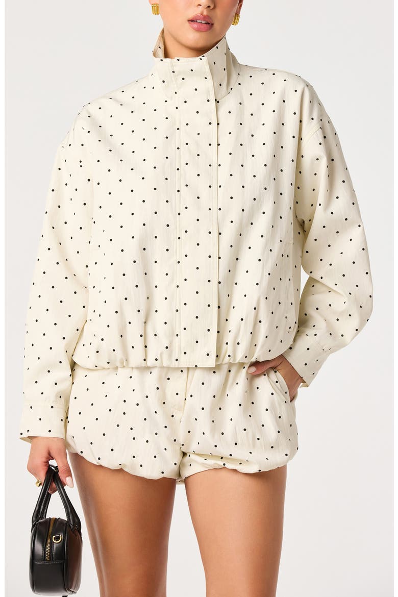 Collins Polka Dot Bomber Jacket, Alternate, color, IVORY/ BLACK POLKADOT