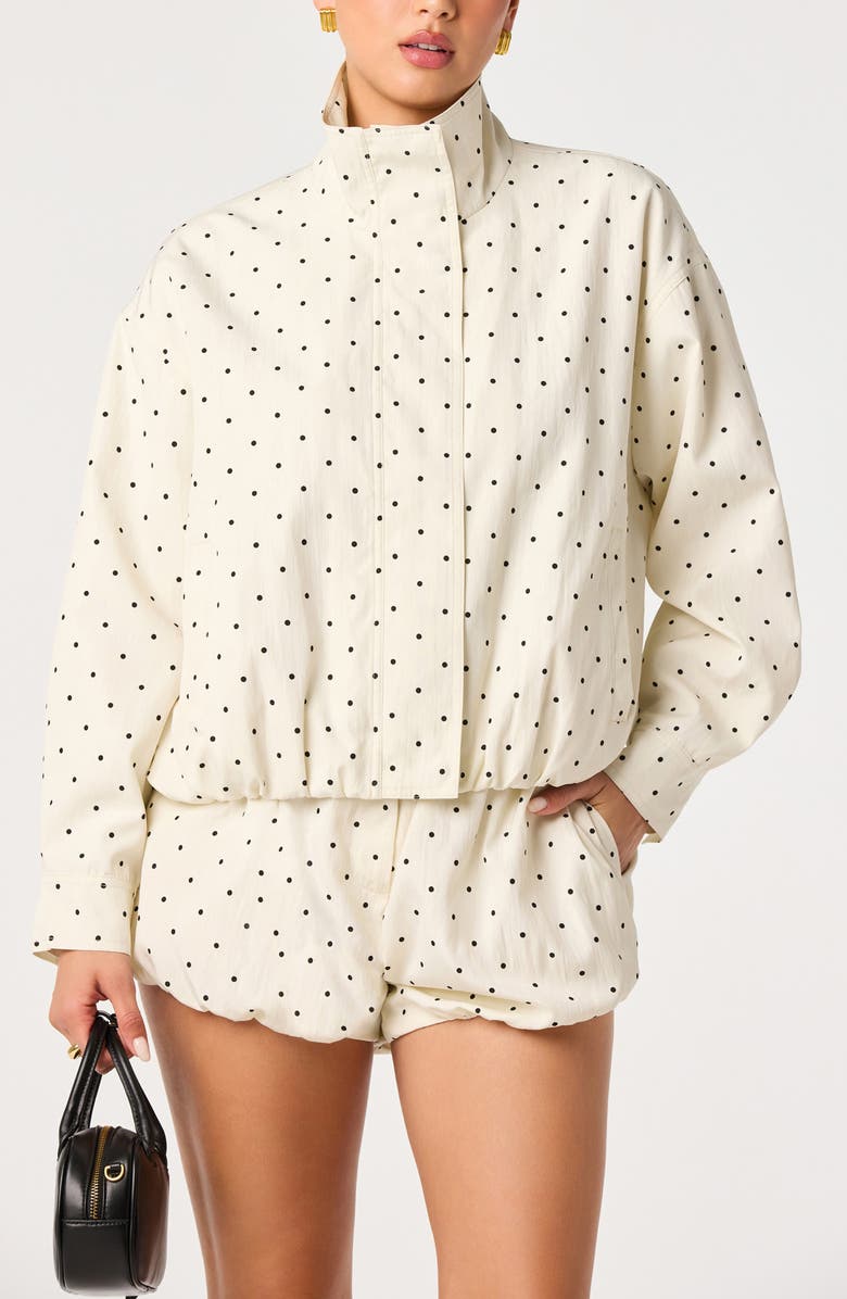 ASTR the Label Collins Polka Dot Bomber Jacket, Alternate, color, Ivory/ Black Polkadot
