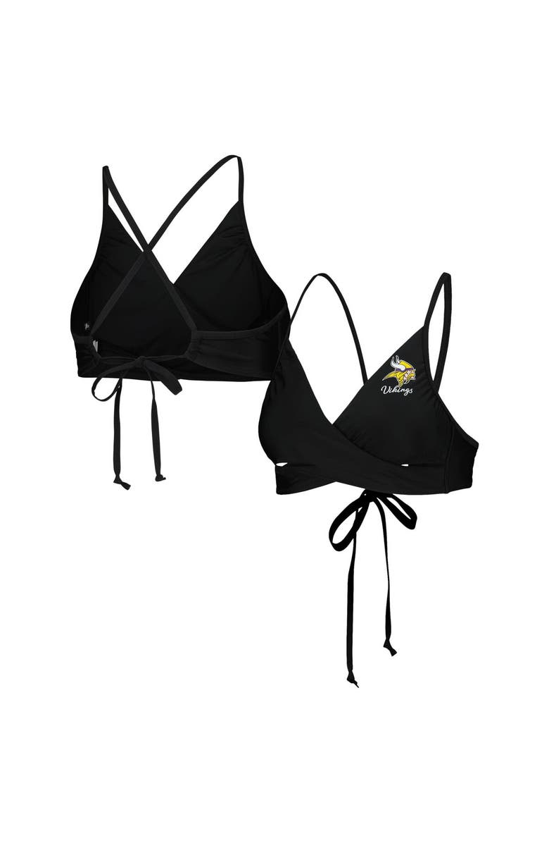 G-III 4HER BY CARL BANKS Women's G-III 4Her by Carl Banks Black Minnesota Vikings Hall of Fame Bikini Top, Main, color, 