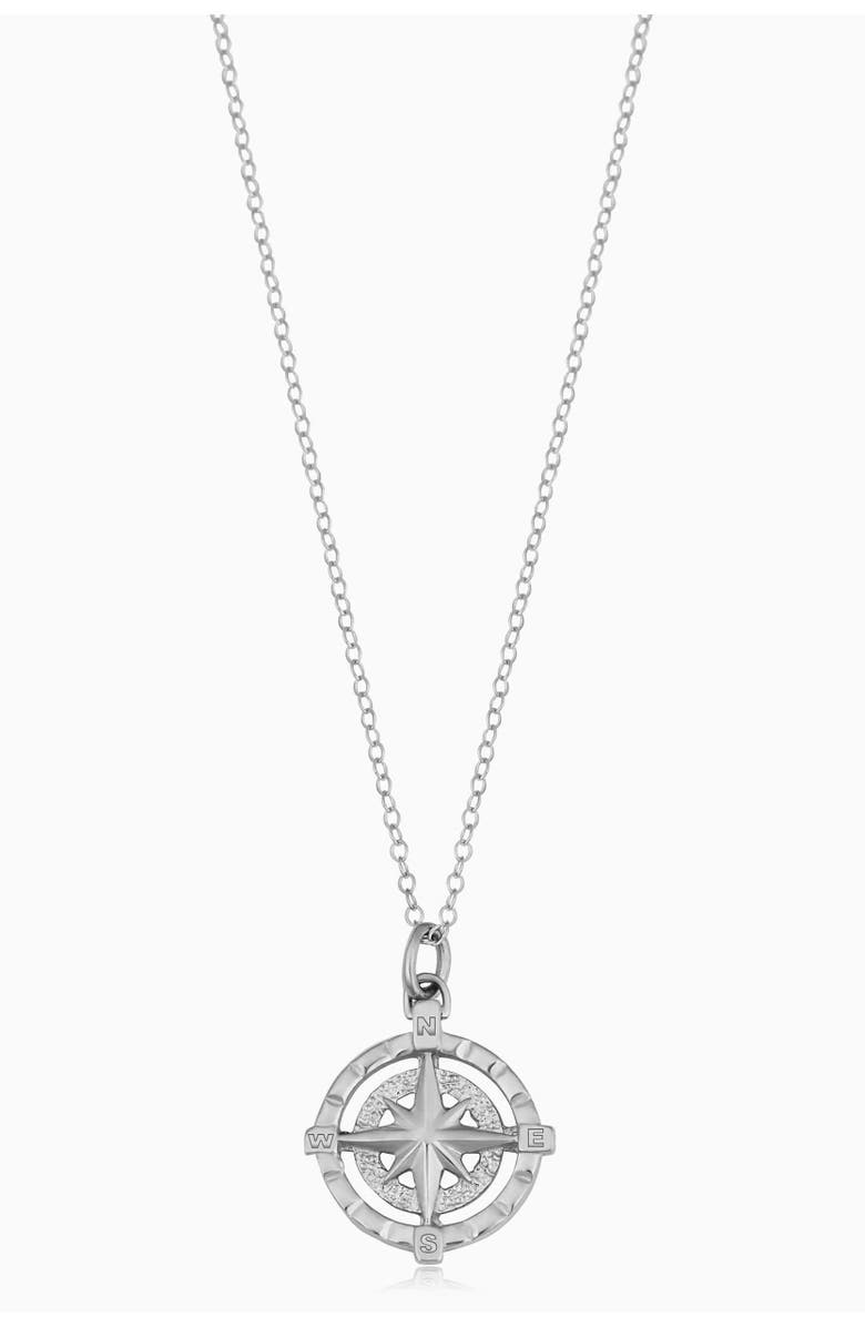 Oradina 14K Gold Bold Compass Rose Pendant Necklace, Main, color, White Gold