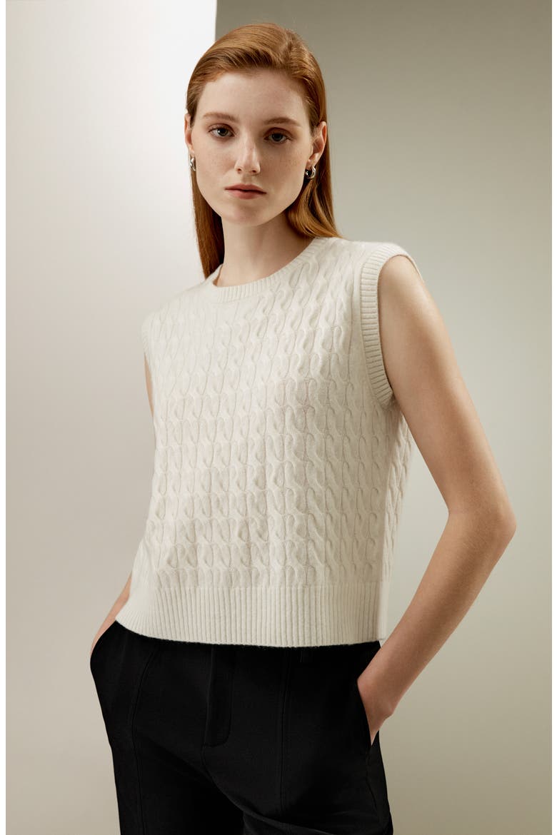 Women's Baby Cashmere Sweater Vest, Alternate, color, White