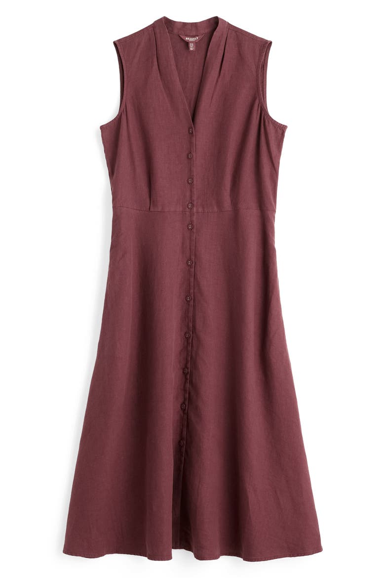 Carved Wood Sleeveless Linen Midi Dress, Alternate, color, CACAO