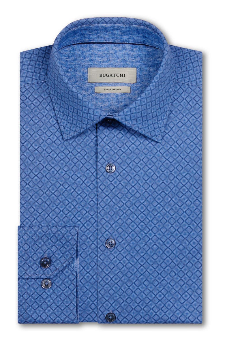 Bugatchi Jimmy OoohCotton<sup>®</sup> Geo Print Button-Up Shirt, Alternate, color, Cobalt