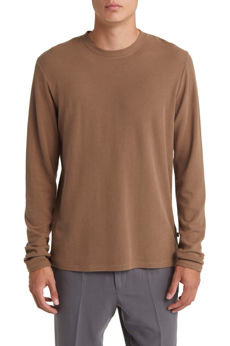 Clive Long Sleeve Waffle Knit Tee, Main, color, SHITAKE
